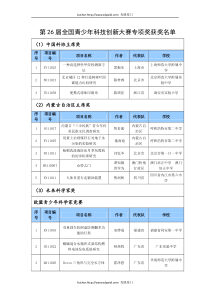 xh第26届全国青少年科技创新大赛专项奖获奖名单tva