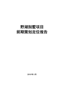 野湖别墅项目前期策划定位报告25页