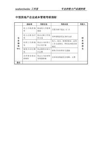 中型房地产企业成本管理考核指标