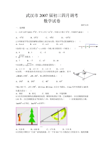 2007武汉市九年级四月调考数学试卷