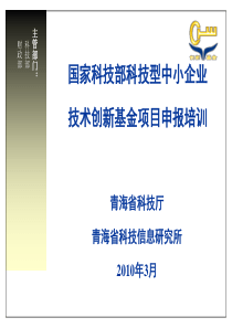 XXXX年科技型中小企业技术创新基金培训材料-申报须知及