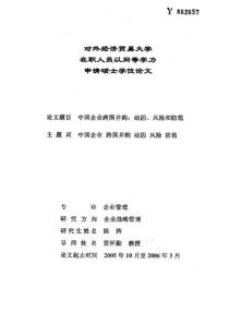 中国企业跨国并购：动因、风险和防范