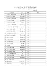 手术室急救车抢救药品清单