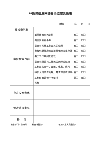 医院信息网络安全监管记录表