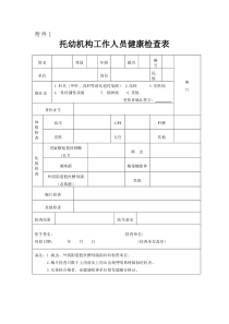 托幼机构工作人员健康检查表-甘肃卫计委