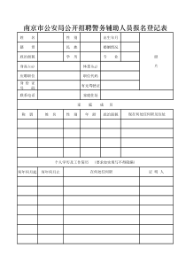 《南京市公安局公开招聘警务辅助人员报名登记表》