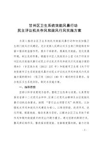 卫生系统效能风暴行动民主评议机关作风和政风行风实施方案