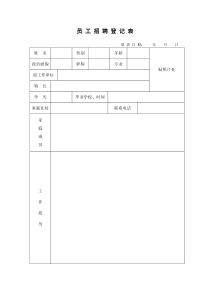 招聘人员信息登记表