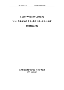 头挂口罩项目IPO上市咨询(2013年最新细分市场+募投可研+招股书底稿)综合解决方案