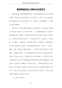 教师网络培训心得体会交流范文