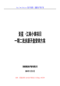 2008年郑州亚星・江南小镇项目一期二批房源开盘营销方案