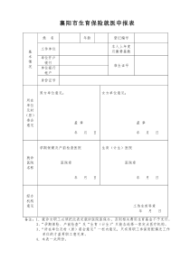 襄阳市生育保险就医申报表