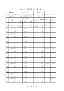 现场高程测量记录表