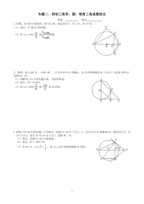 专题二：相似三角形、圆、锐角三角函数综合