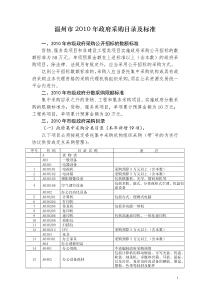 温州市XXXX年政府采购目录及标准