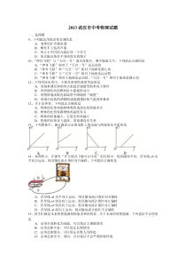 2013年湖北省武汉市中考物理试题