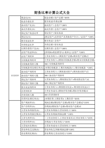 财务比率计算公式大全