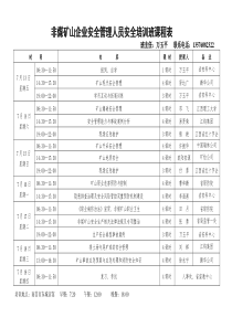 非煤矿山企业安全管理人员安全培训班课程表