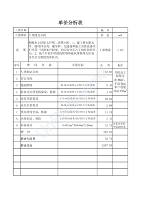 引水隧洞工序成本费用分析表