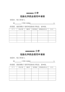 危险化学药品领用申请表