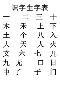 幼儿园识字生字表