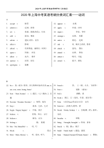 2020年上海中考英语考纲词汇分类表(动词)