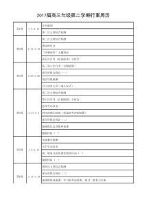 2017届高三年级行事周历