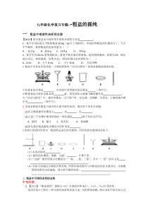 九年级化学复习专题---粗盐的提纯