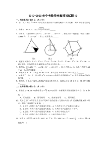 2019-2020年中考数学全真模拟试题10