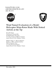 Wind Tunnel Evaluation of a Model Helicopter Main-