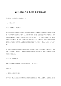 ppp(公私合作关系)项目实施建议方案概要