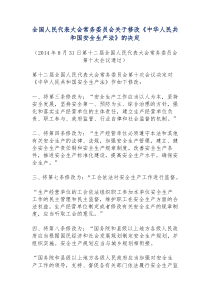 全国人民代表大会常务委员会关于修改《中华人民共和国安全生产法》的决定