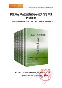 新型高效节能变频直流电机项目可行性研究报告(标准版可研提纲)