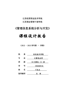 《管理信息系统分析与设计报告》