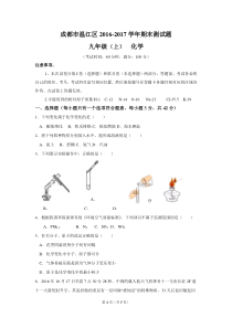 成都市温江区2016-2017学年期末测试题初三化学(含答案)