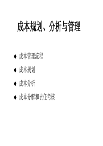 成本竞争力规划、分析与管理