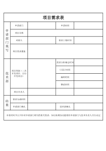 项目需求表