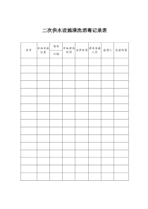 二次供水设施清洗消毒记录表