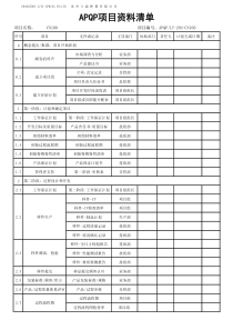 APQP全套表格-(version-1)