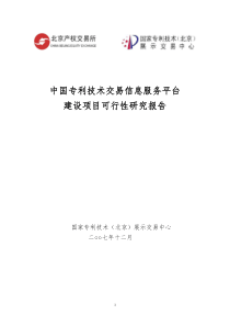 中国专利技术交易息服务平台建设项目可行性研究报告