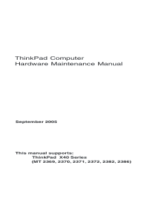 部件&用户手册：ThinkPad X40 HMM 硬件维护手册