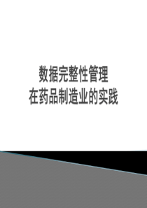 2016.11.9数据完整性管理在药品制造业的实践总结