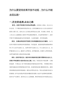 为什么要坚持改革开放不动摇？而不能走回头路