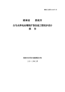 白马电站初步设计报告