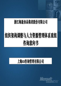 某集团组织架构调整与人力资源管理体系重组咨询意向书