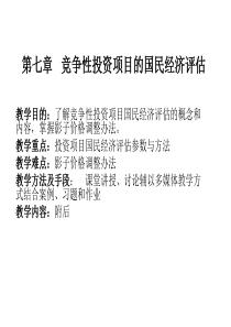 第七章竞争性投资项目的国民经济评估 - 2010年度精品课程申报