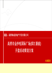 XXXX高要市金沙咀国际广场(滨江豪庭)开盘活动策划方案