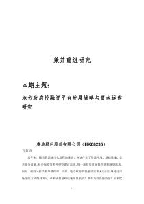 赛迪顾问-兼并重组研究-地方政府投融资平台发展战略与资本运作研究