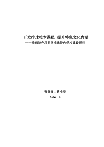 排球特色项目及排球特色学校建设规划