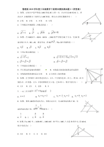 鲁教版2019学年度八年级数学下册期末模拟测试题2(附答案)